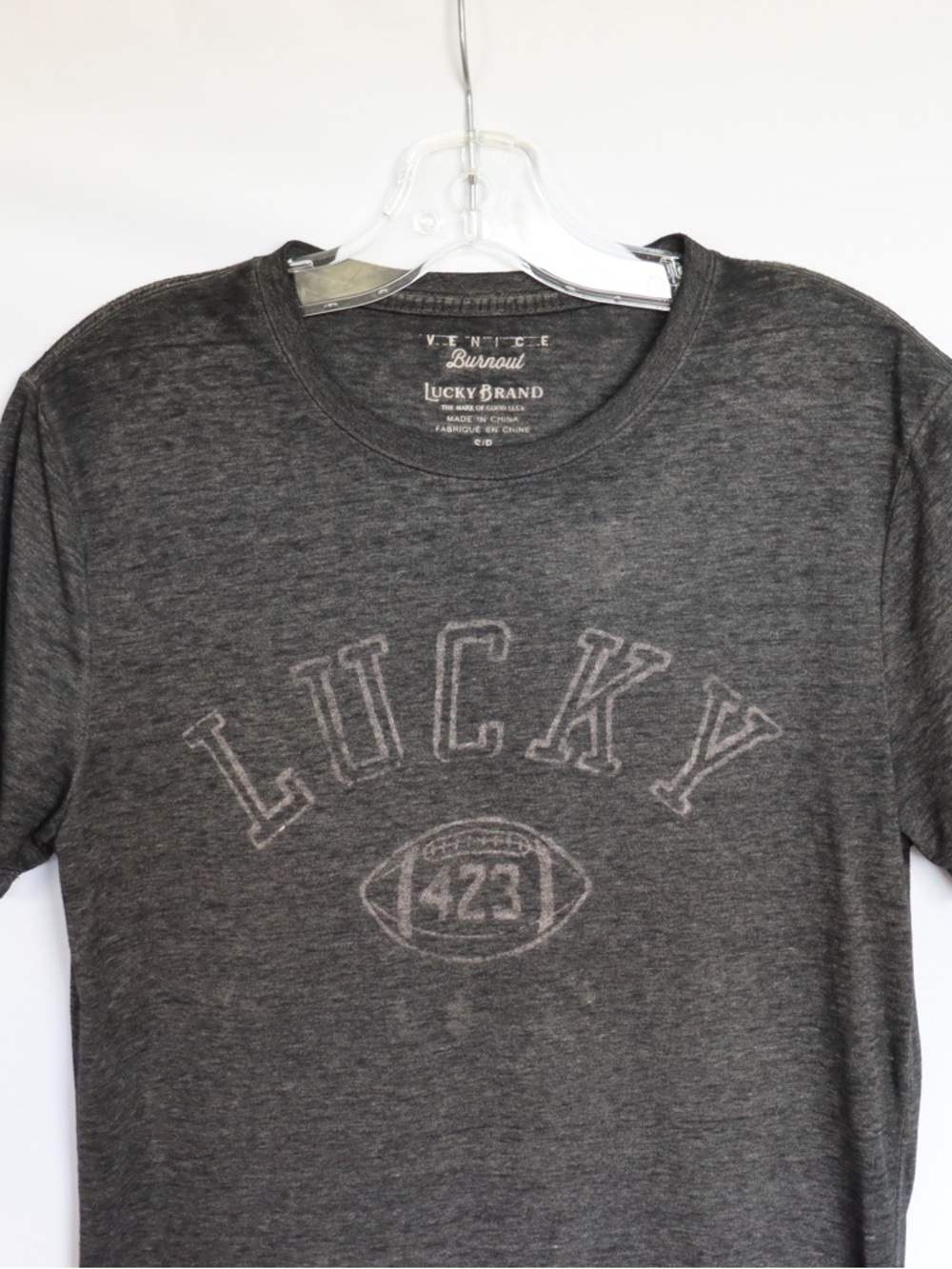 Lucky Brand Graphic T-Shirt Men’s Small Grey “Lucky 423” Vintage Style Tee - Picture 3 of 9
